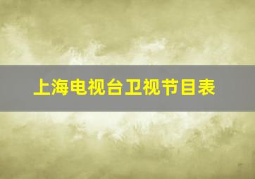 上海电视台卫视节目表