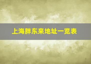 上海胖东来地址一览表