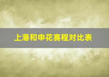 上港和申花赛程对比表