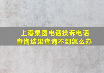 上港集团电话投诉电话查询结果查询不到怎么办