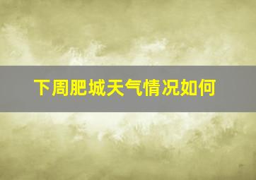 下周肥城天气情况如何