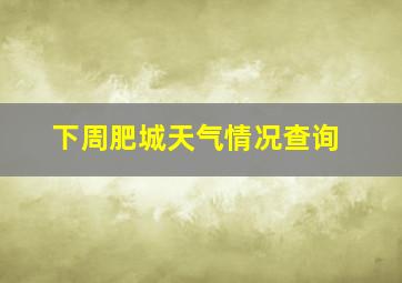 下周肥城天气情况查询