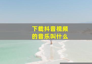 下载抖音视频的音乐叫什么