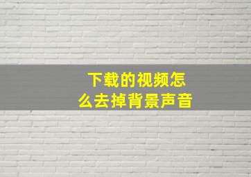 下载的视频怎么去掉背景声音