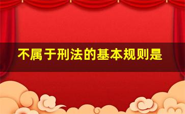 不属于刑法的基本规则是