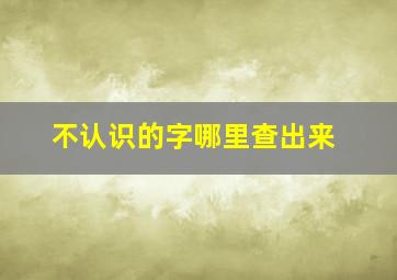 不认识的字哪里查出来