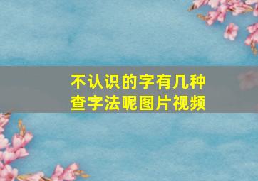 不认识的字有几种查字法呢图片视频