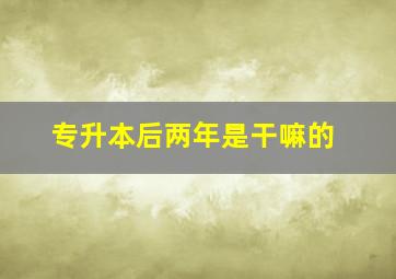 专升本后两年是干嘛的