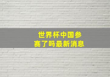 世界杯中国参赛了吗最新消息