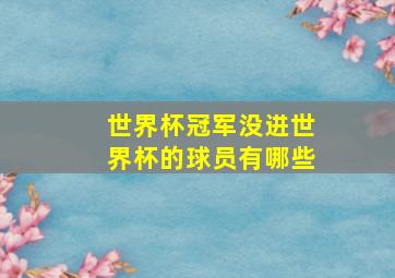 世界杯冠军没进世界杯的球员有哪些