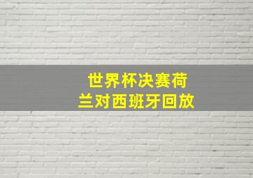 世界杯决赛荷兰对西班牙回放