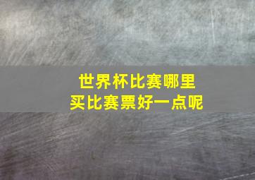 世界杯比赛哪里买比赛票好一点呢