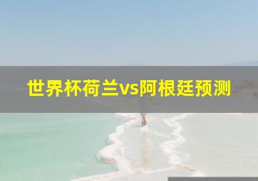 世界杯荷兰vs阿根廷预测