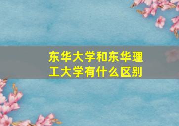 东华大学和东华理工大学有什么区别