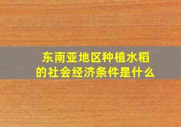 东南亚地区种植水稻的社会经济条件是什么