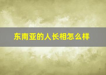 东南亚的人长相怎么样