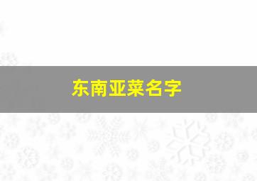 东南亚菜名字