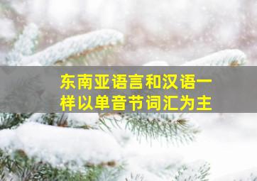 东南亚语言和汉语一样以单音节词汇为主