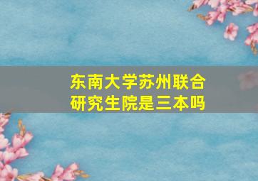 东南大学苏州联合研究生院是三本吗