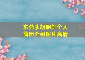 东莞队胡明轩个人简历介绍图片高清