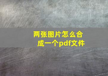 两张图片怎么合成一个pdf文件