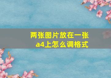 两张图片放在一张a4上怎么调格式