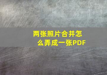 两张照片合并怎么弄成一张PDF