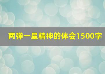 两弹一星精神的体会1500字