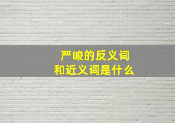 严峻的反义词和近义词是什么