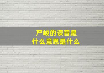 严峻的读音是什么意思是什么