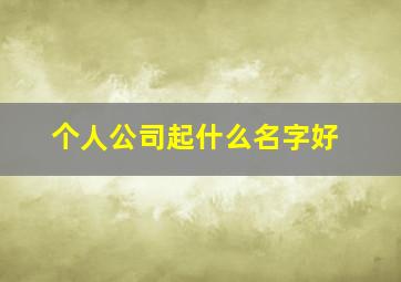 个人公司起什么名字好