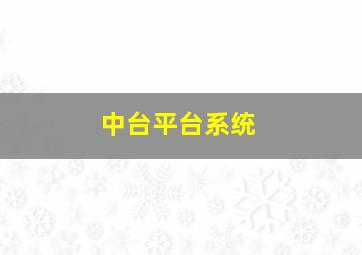 中台平台系统