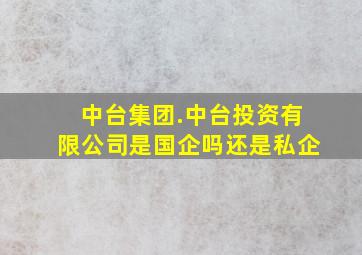 中台集团.中台投资有限公司是国企吗还是私企