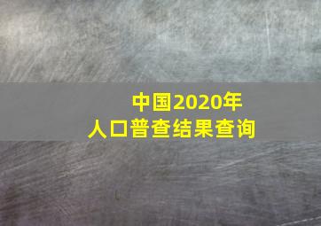 中国2020年人口普查结果查询