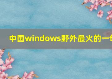 中国windows野外最火的一句