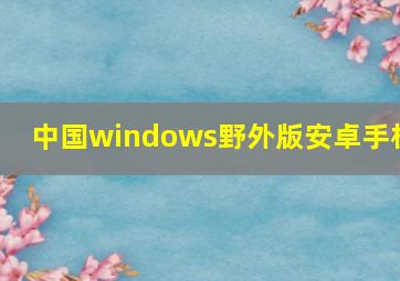 中国windows野外版安卓手机