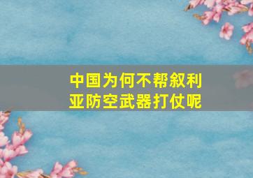 中国为何不帮叙利亚防空武器打仗呢