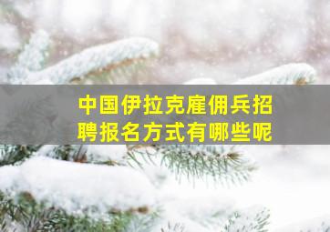 中国伊拉克雇佣兵招聘报名方式有哪些呢