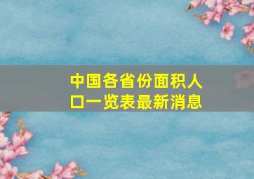 中国各省份面积人口一览表最新消息