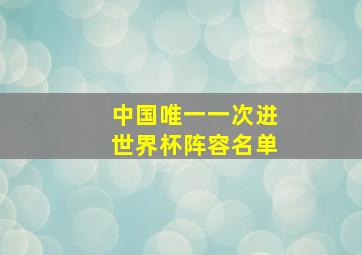 中国唯一一次进世界杯阵容名单