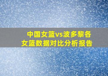 中国女篮vs波多黎各女篮数据对比分析报告