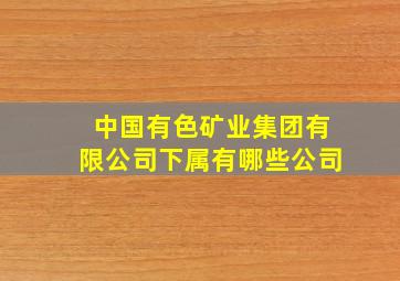 中国有色矿业集团有限公司下属有哪些公司