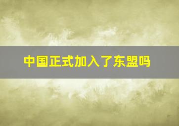 中国正式加入了东盟吗