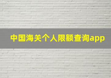 中国海关个人限额查询app