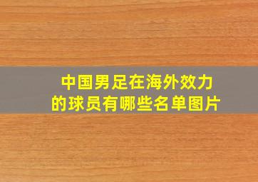 中国男足在海外效力的球员有哪些名单图片