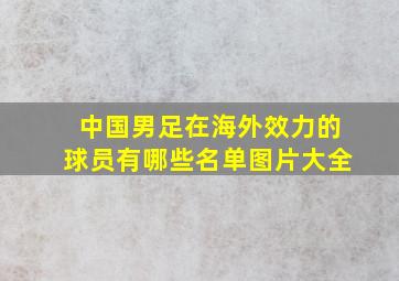 中国男足在海外效力的球员有哪些名单图片大全