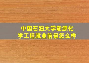 中国石油大学能源化学工程就业前景怎么样