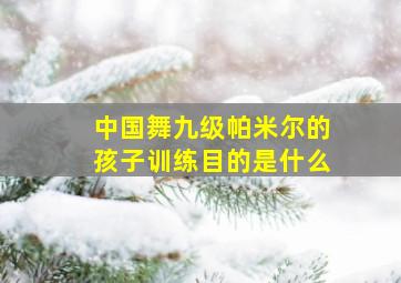 中国舞九级帕米尔的孩子训练目的是什么