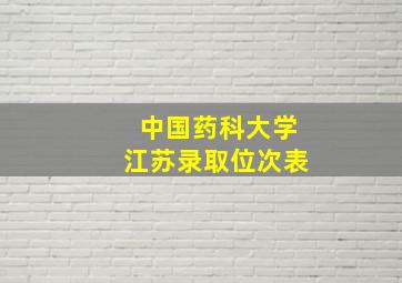 中国药科大学江苏录取位次表