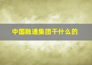 中国融通集团干什么的